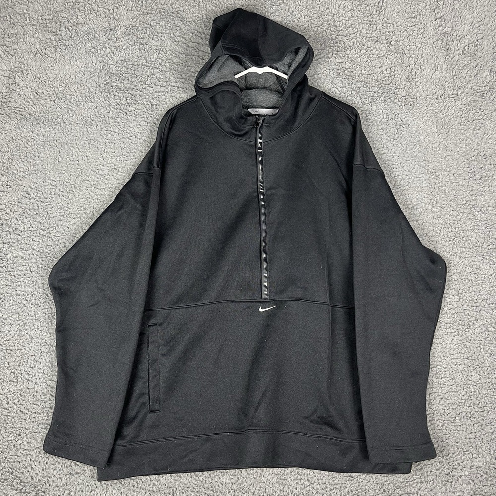 Vintage Y2K Nike Hoodie Mens XL Center Swoosh Black Kangaroo Pocket Athletic Gym